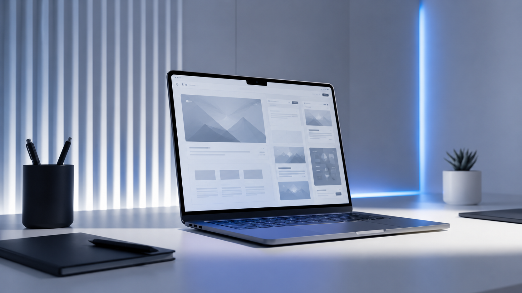 Workspace moderno mostrando diseño y desarrollo web